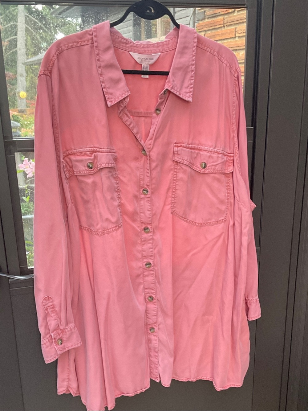 Addition Elle Pink Button-Front Utility Shirt